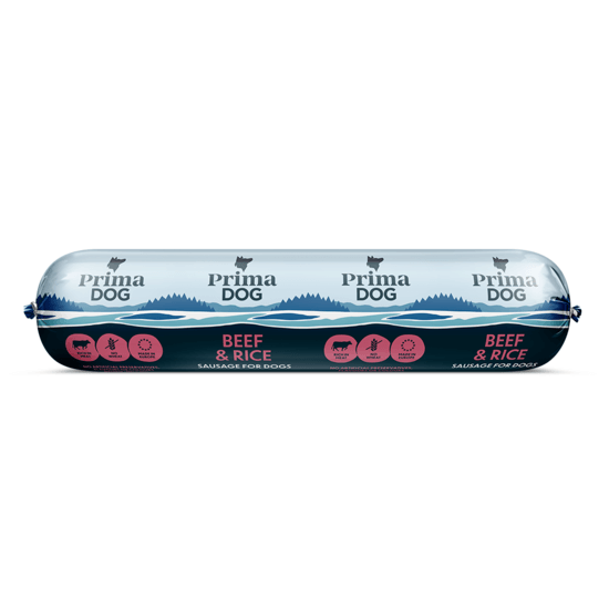 PrimaDog Korv Nöt & Ris 800 g