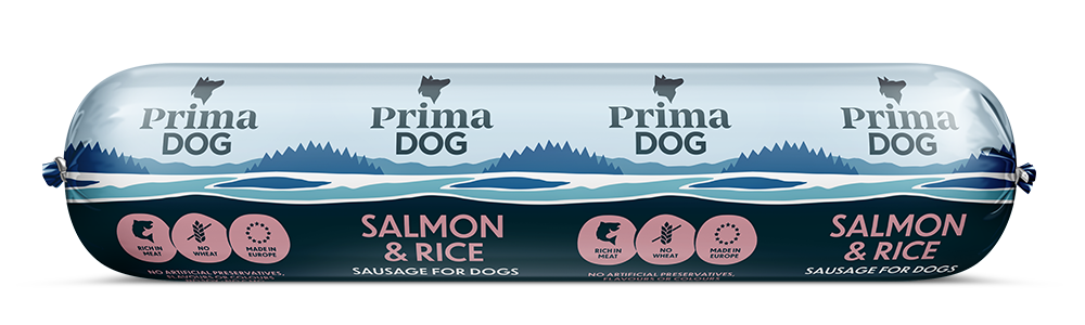 PrimaDog Korv Lax & Ris 800 g