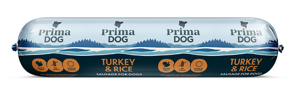 PrimaDog Korv Kalkon & Ris 800 g