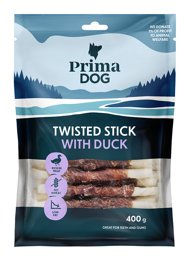 PrimaDog Tuggpinne med Anka 13 cm 400 g