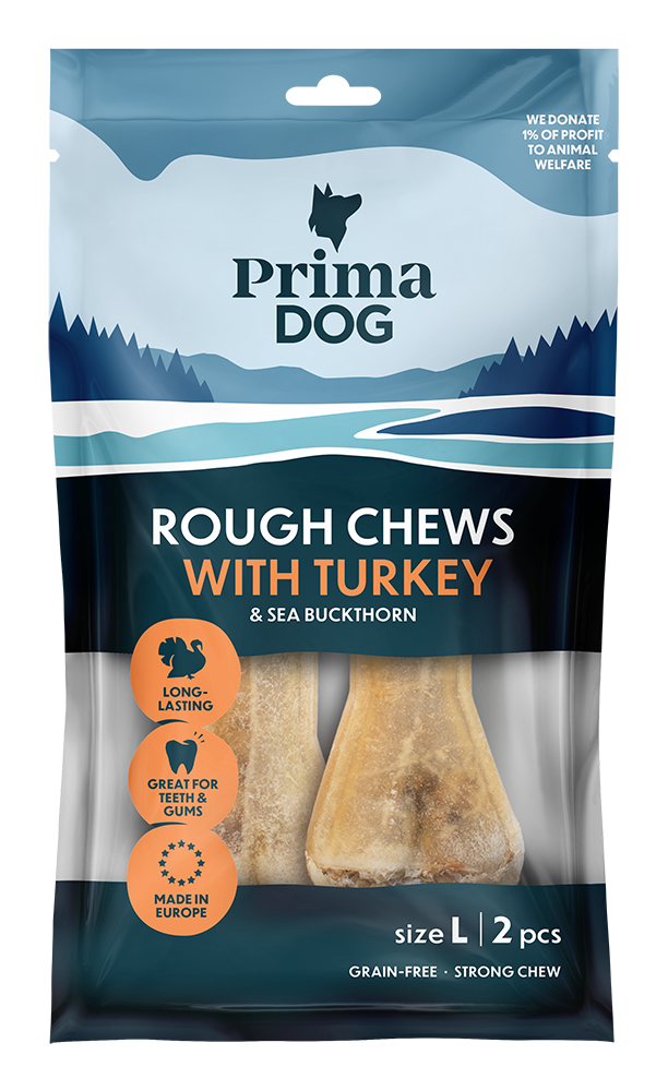 PrimaDog Rough Chews Kalkon & Havtorn 13,5 cm 140 g