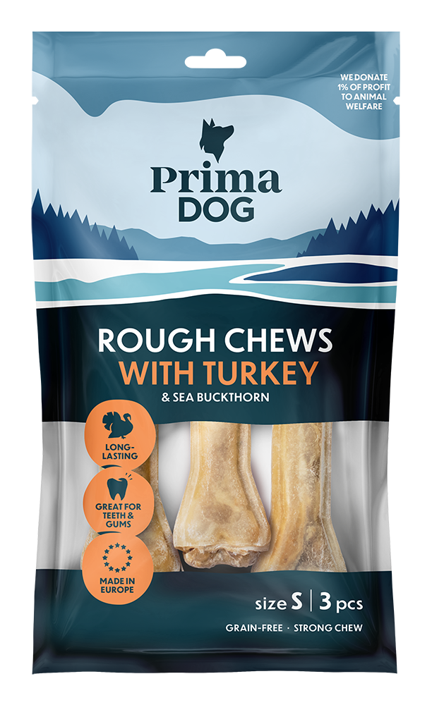 PrimaDog Rough Chews Kalkon & Havtorn 10 cm 105 g