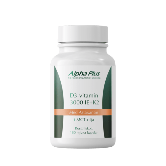 Alpha Plus D3-vitamin 3000 IE + K2 180 kapslar
