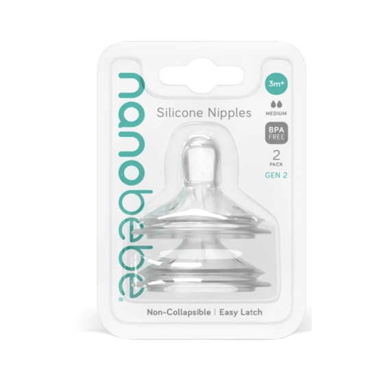 Nanobébé Dinapp 3m+ Medium Flow Anti-kolik 2 st (Till Flexy Silikonflaska)
