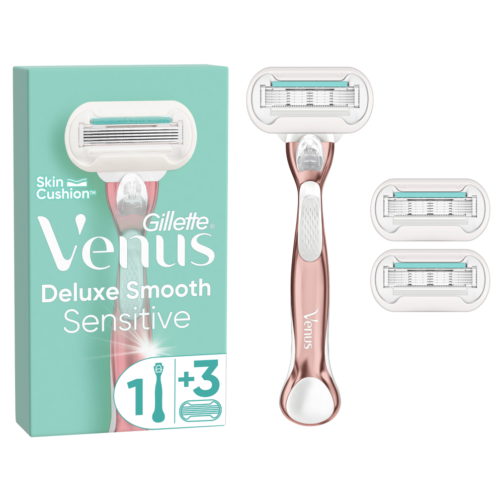 Gillette Venus Deluxe Smooth Sensitive RoseGold Rakhyvel, 3 Rakblad