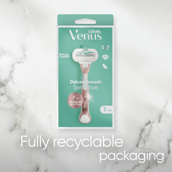 Gillette Venus Deluxe Smooth Sensitive RoseGold Rakhyvel, 3 Rakblad