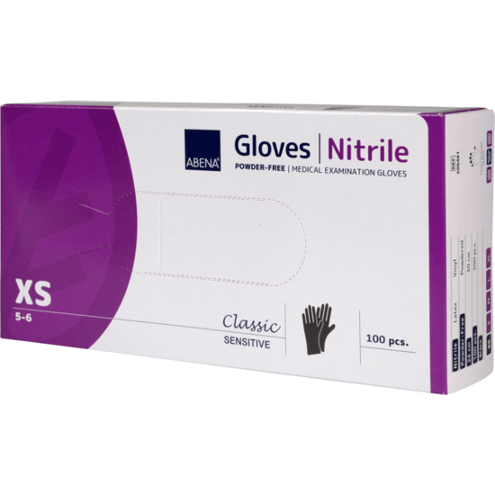 ABENA Nitrilhandske Puderfri Svart XS 100-pack
