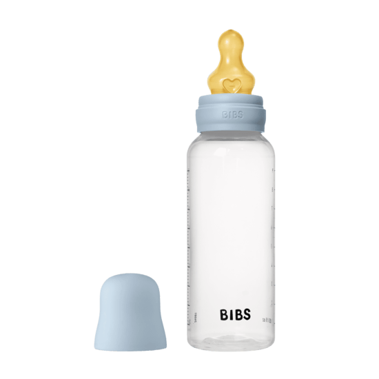 BIBS Baby Bottle Round Latex Medium Flow Baby Blue 270 ml