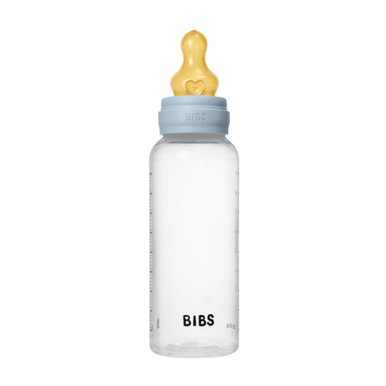 BIBS Baby Bottle Round Latex Medium Flow Baby Blue 270 ml