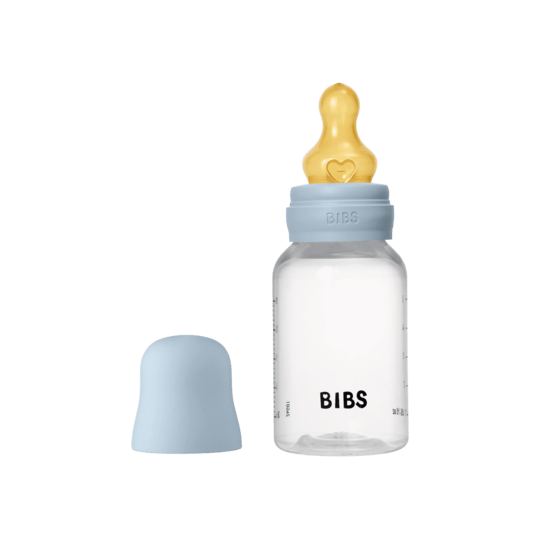 BIBS Baby Bottle Round Latex Slow Flow Baby Blue 150 ml