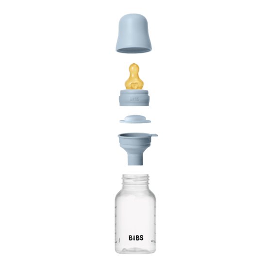 BIBS Baby Bottle Round Latex Slow Flow Baby Blue 150 ml