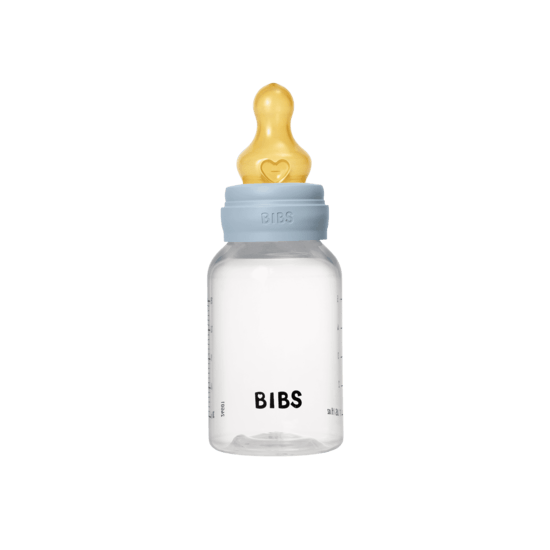 BIBS Baby Bottle Round Latex Slow Flow Baby Blue 150 ml
