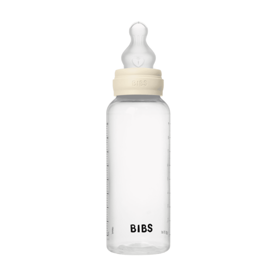 BIBS Baby Bottle Round Silicone Medium Flow Ivory 270 ml 2-pack