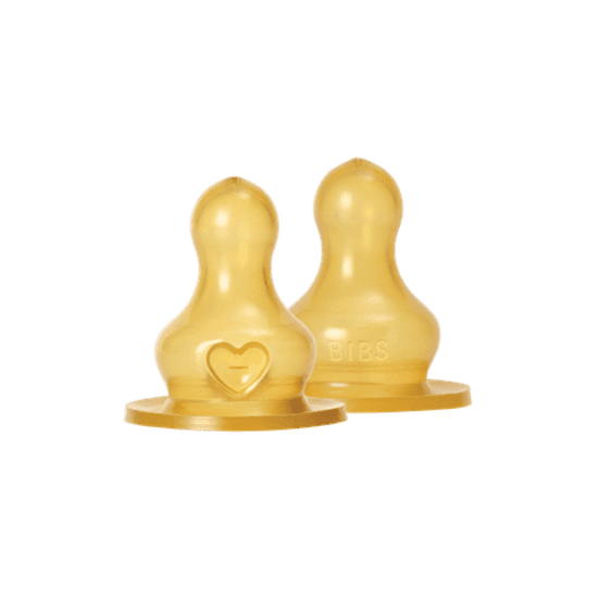 BIBS Baby Bottle Nipple Round Latex Slow Flow 2-pack