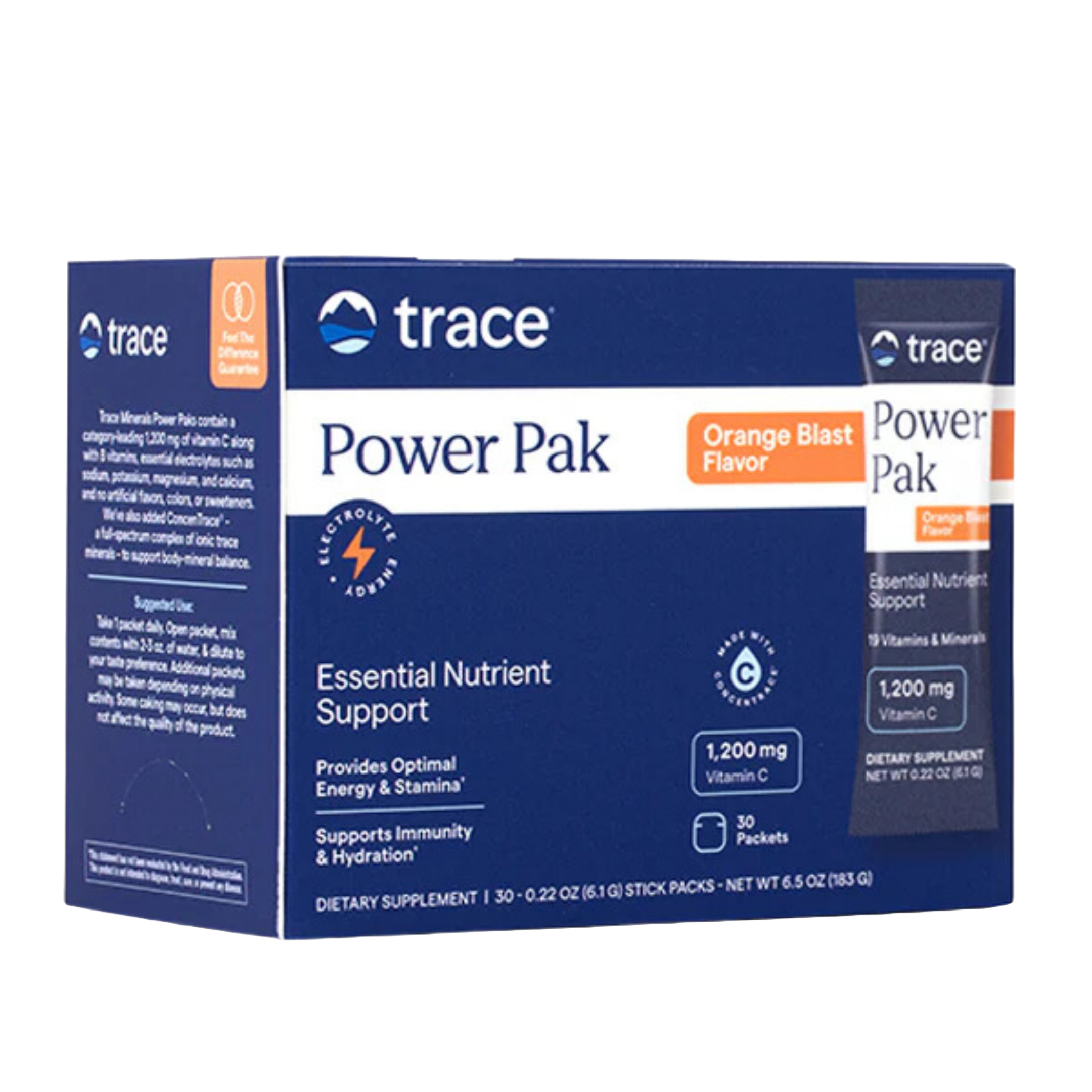 Trace Minerals Electrolyte Stamina Power Pak NON-GMO Orange 30 dospåsar