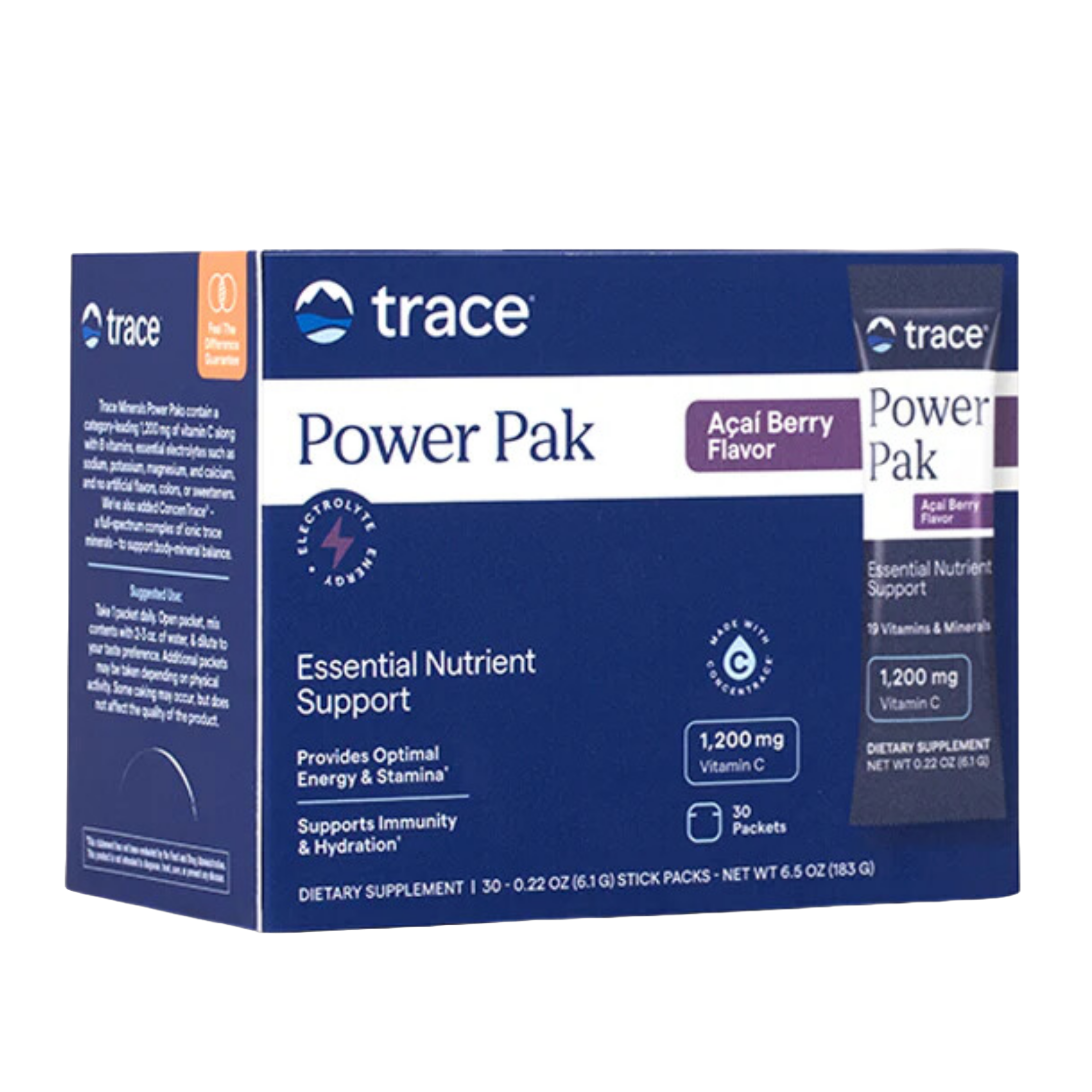 Trace Minerals Electrolyte Stamina Power Pak NON-GMO Acai Berry 30 dospåsar