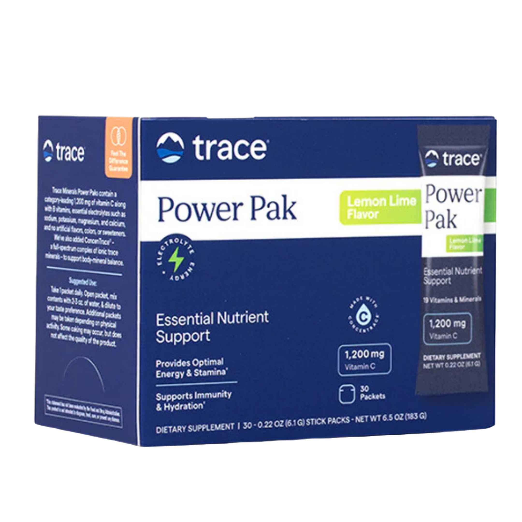 Trace Minerals Electrolyte Stamina Power Pak NON-GMO Lemon/Lime 30 dospåsar