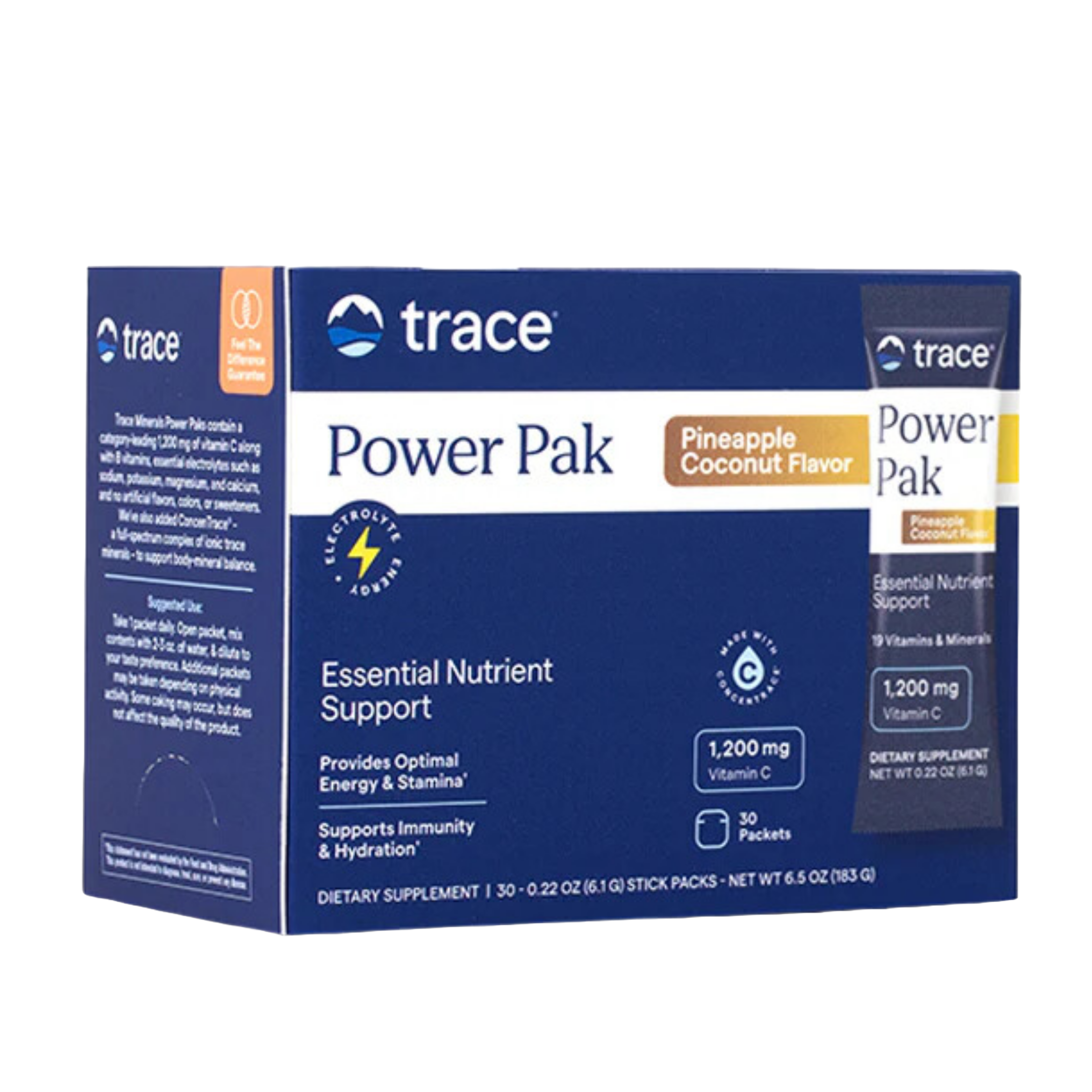 Trace Minerals Electrolyte Stamina Power Pak NON-GMO Pineapple/Coconut 30 dospåsar