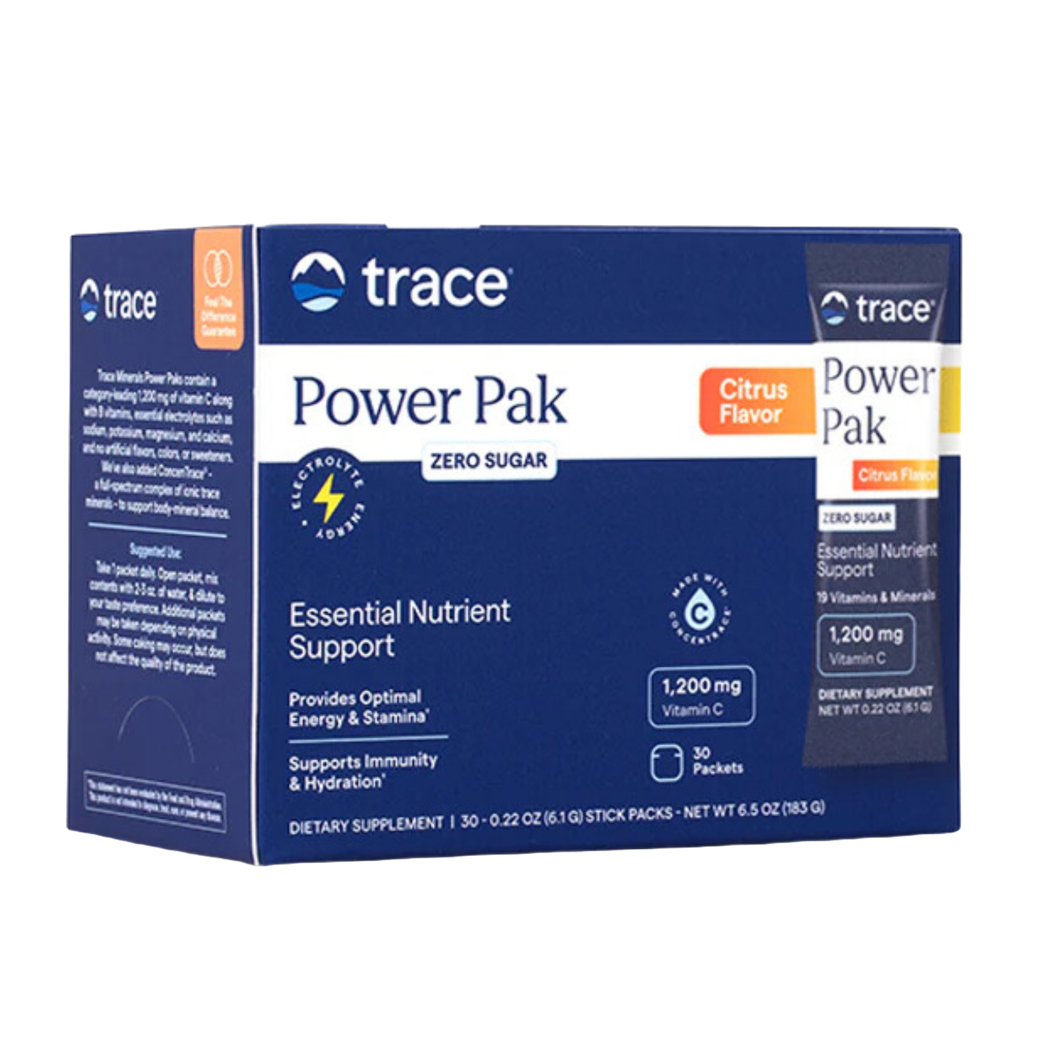 Trace Minerals Electrolyte Stamina Power Pak Sugar Free Keto Friendly Citrus 30 dospåsar