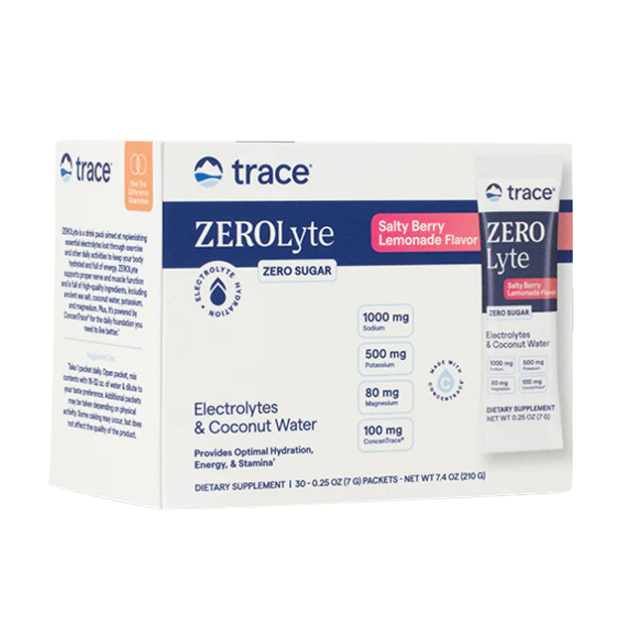 Trace Minerals ZEROLyte Electrolyte Drink Mix Salty Berry Lemonade 30 dospåsar