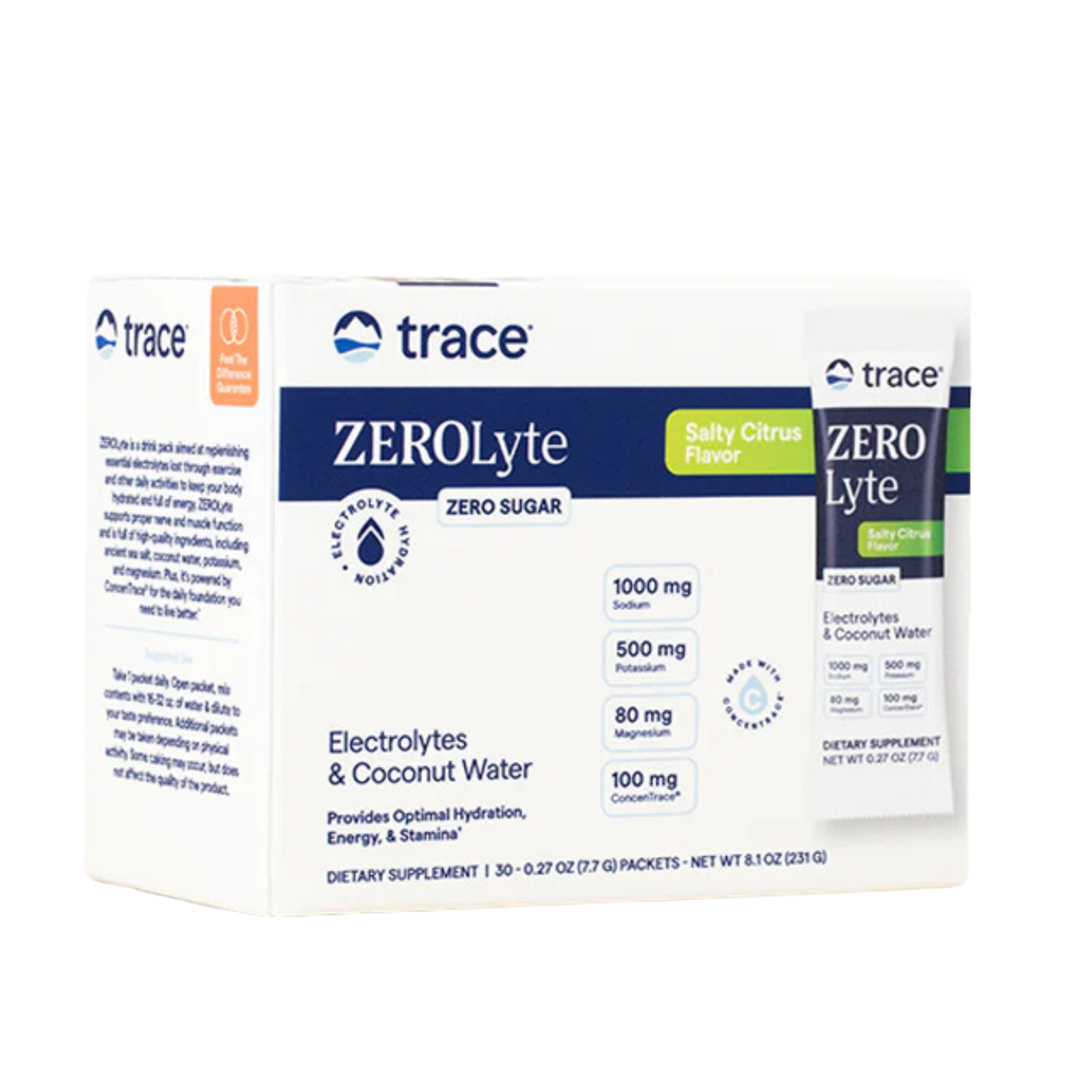 Trace Minerals ZEROLyte Electrolyte Drink Mix Salty Citrus 30 dospåsar