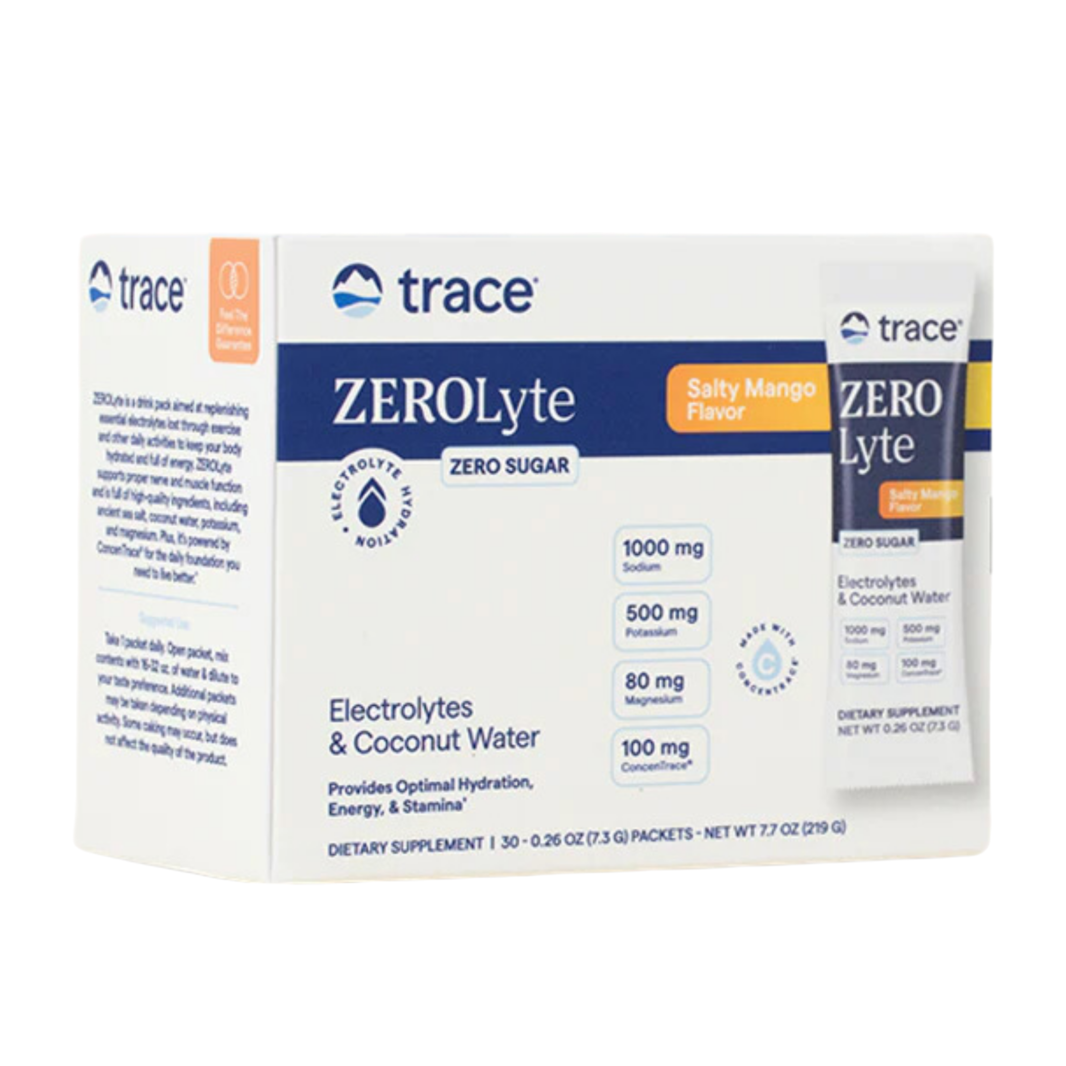 Trace Minerals ZEROLyte Electrolyte Drink Mix Salty Mango 30 dospåsar
