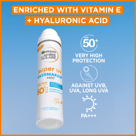 Garnier Ambre Solaire Super UV Over Makeup Mist with Hyaluronic Acid SPF50+ 75 ml