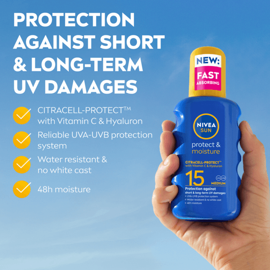NIVEA SUN Solskydd Protect & Moisture Sun Spray SPF15 200 ml
