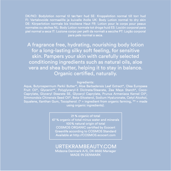 Urtekram Fragrance Free Body Lotion 245 ml