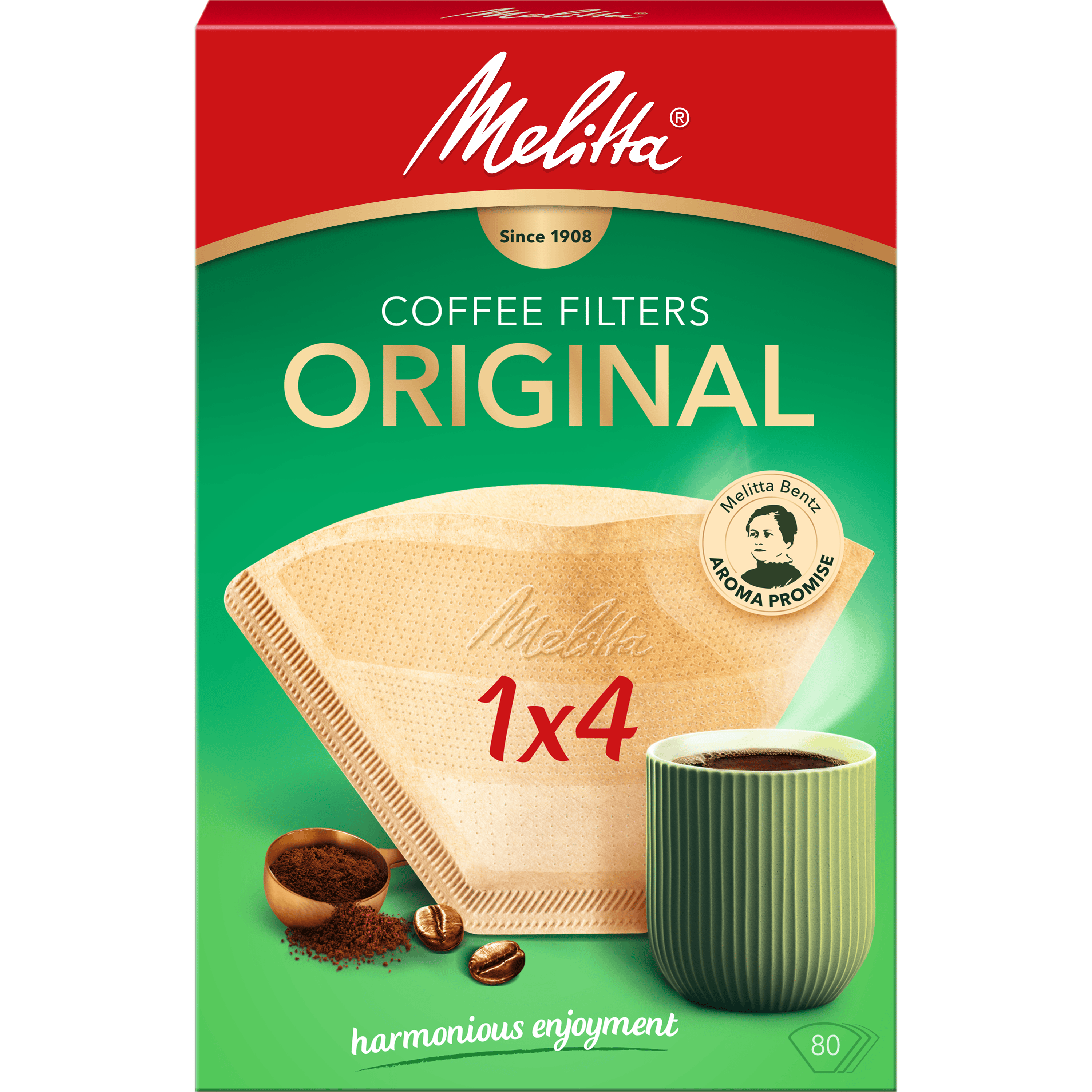 Melitta Kaffefilter 1X4 Oblekta 80-pack