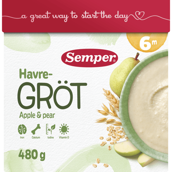 Semper Havregröt Äpple & Päron 6 mån 16 portioner