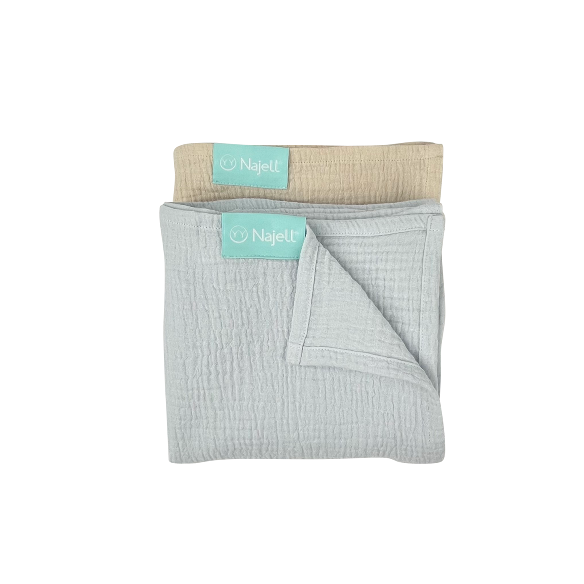 Najell Muslin Blanket Ivory White/Sky Blue 2-pack