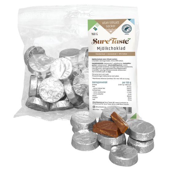 Sure Taste Mynt Mjölkchoklad Silverfolie 160 g
