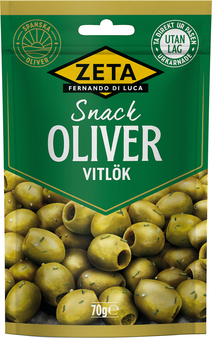 Zeta Snack-Oliver Vitlök 70 g