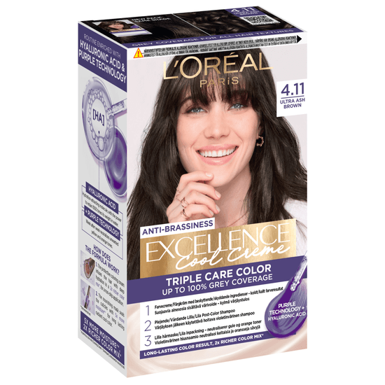 L'Oréal Paris Excellence Cool Creme Permanent Hårfärg 4.11 Ultra Ash Brown