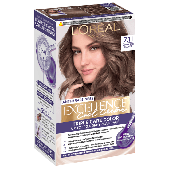 L'Oréal Paris Excellence Cool Creme Permanent Hårfärg 7.11 Ultra Ash Blonde