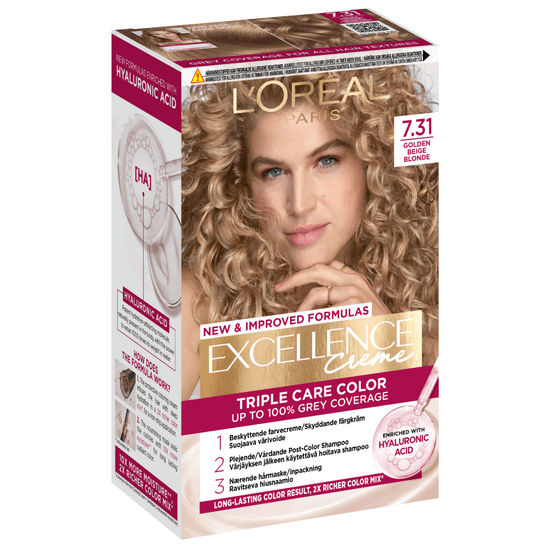 L'Oréal Paris Excellence Creme Permanent Hårfärg 7.31 Golden Beige Blonde