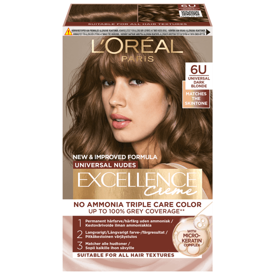 L'Oréal Paris Excellence Universal Nudes Permanent Hårfärg 6U Universal Dark Blonde