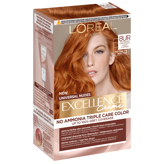 L'Oréal Paris Excellence Universal Nudes Permanent Hårfärg 8UC Universal Light Copper