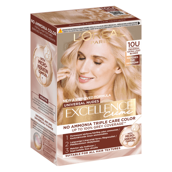 L'Oréal Paris Excellence Universal Nudes Permanent Hårfärg 10U Universal Extra Light Blonde