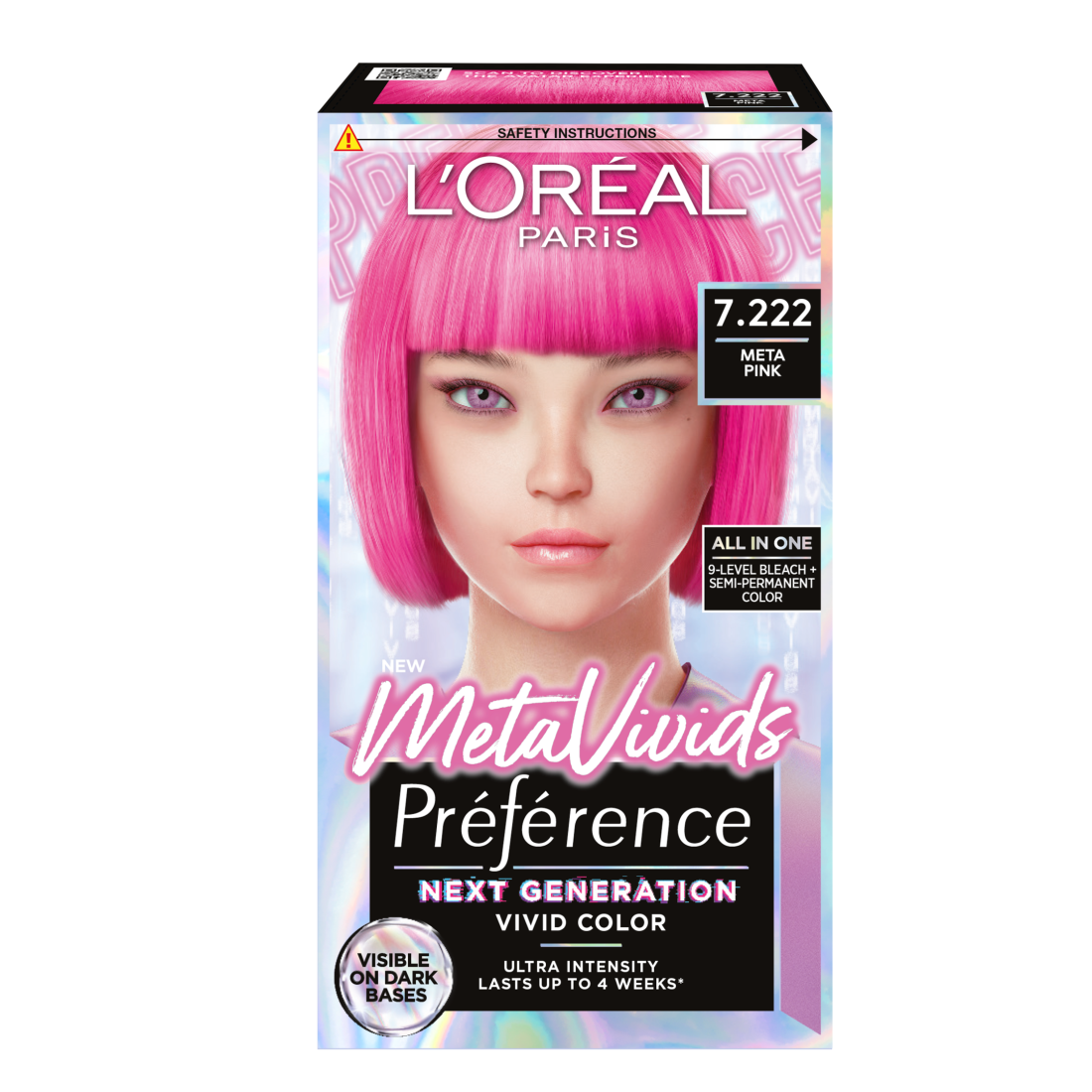 L'Oréal Paris Préférence Meta Vivids Blekning & Semi-Permanent Hårfärg 7.222 Meta Pink