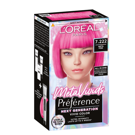 L'Oréal Paris Préférence Meta Vivids Blekning & Semi-Permanent Hårfärg 7.222 Meta Pink
