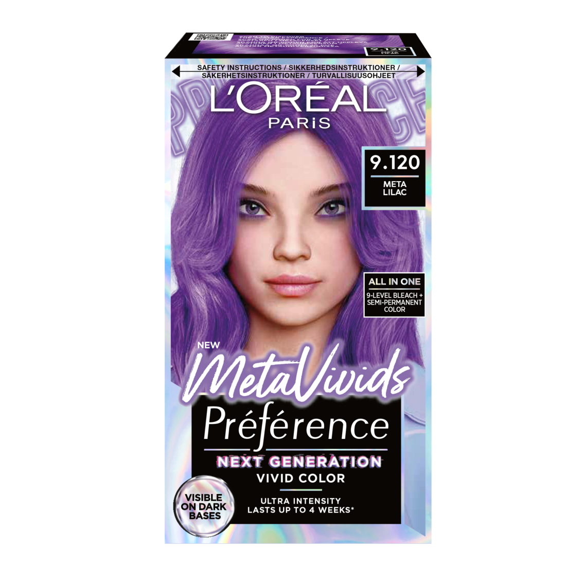 L'Oréal Paris Préférence Meta Vivids Blekning & Semi-Permanent Hårfärg 9.120 Meta Lilac