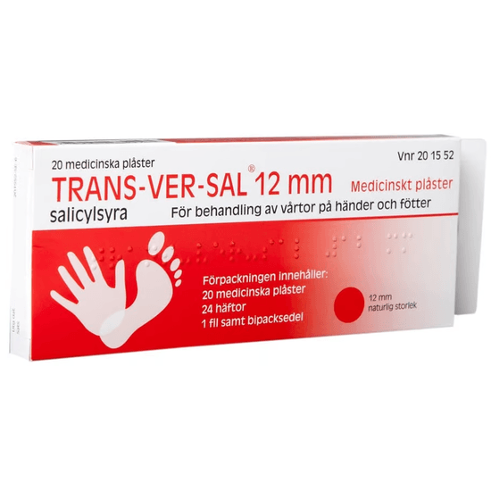 Trans-Ver-Sal Medicinska Plåster 12 mm 15 % 20 st