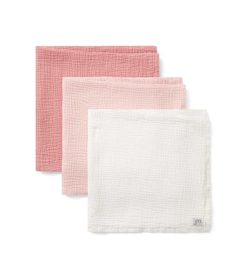 Ami Minie Muslin squares Pink/White 60x60 cm 3-pack