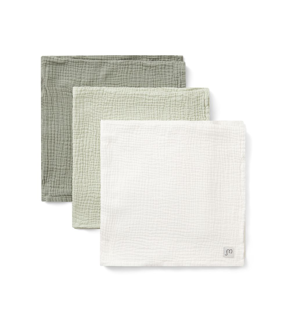 Ami Minie Muslin squares Green/White 60x60 cm 3-pack