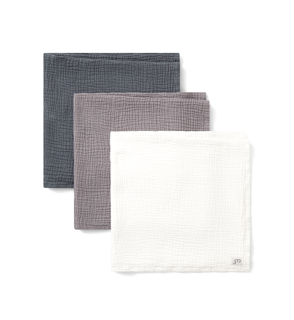 Ami Minie Muslin squares Blue/Grey/White 60x60 cm 3-pack