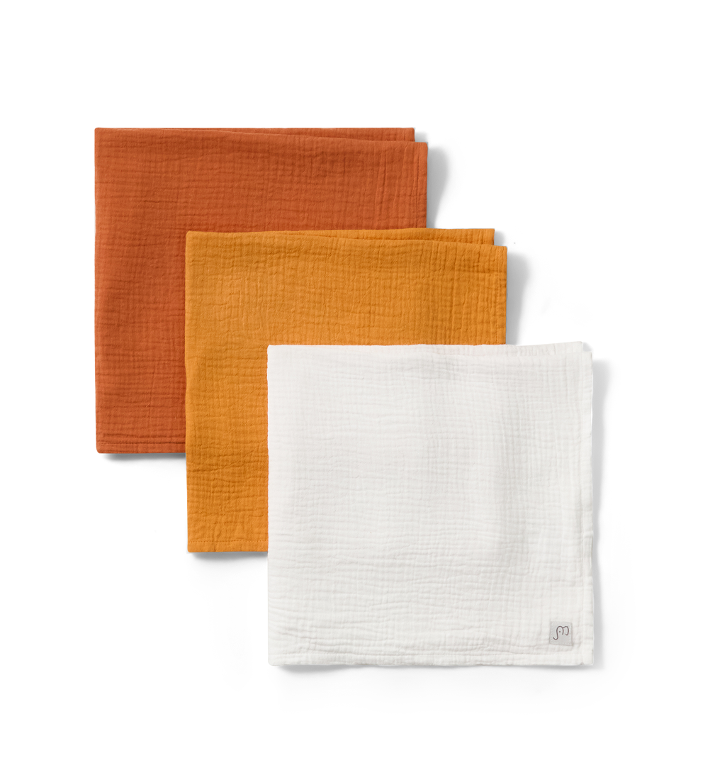 Ami Minie Muslin squares Orange/White 60x60 cm 3-pack