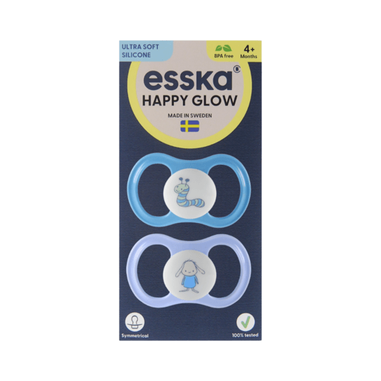 Esska Happy GLOW Silikon 4+ mån Blå 2 st