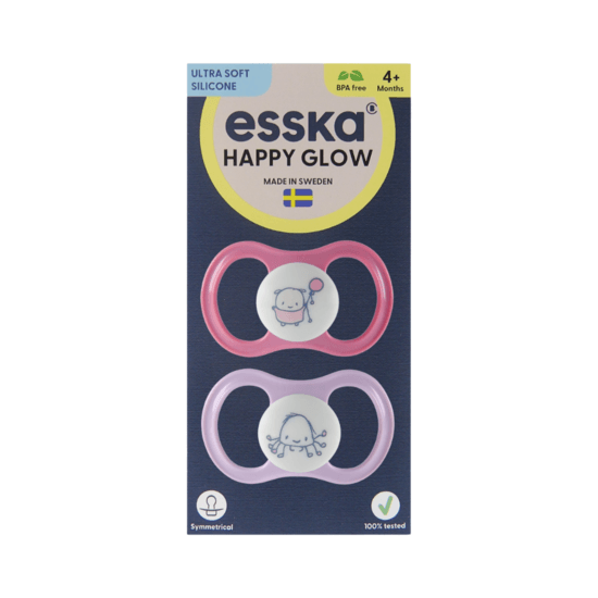 Esska Happy GLOW Silikon 4+ mån Rosa 2 st